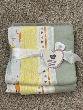 Parent's Choice Baby Receiving Blankets - Sage Green & Yellow (4-Pack)